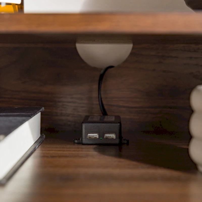 Comodino moderno a 2 cassetti con porte USB