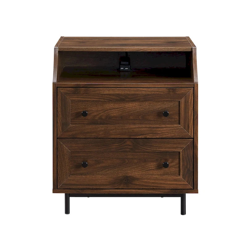Comodino moderno a 2 cassetti con porte USB