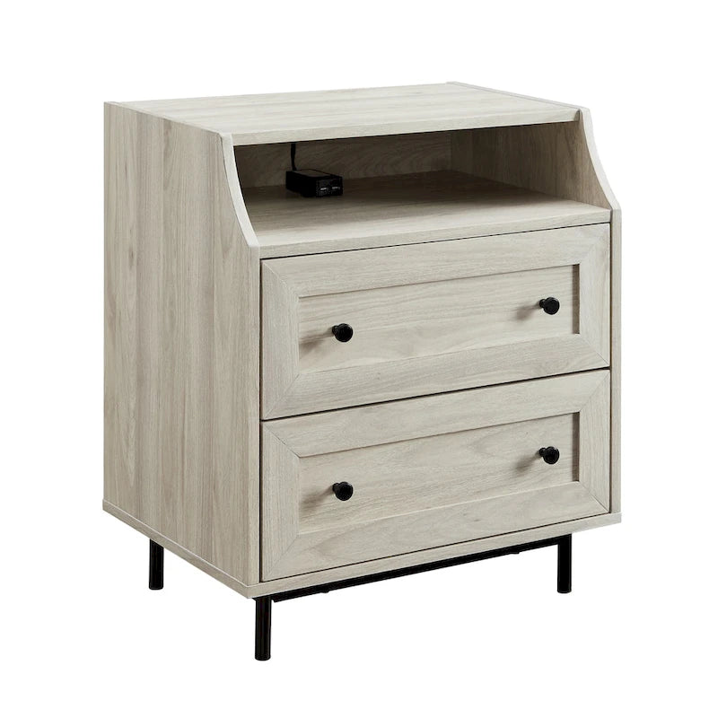 Comodino moderno a 2 cassetti con porte USB