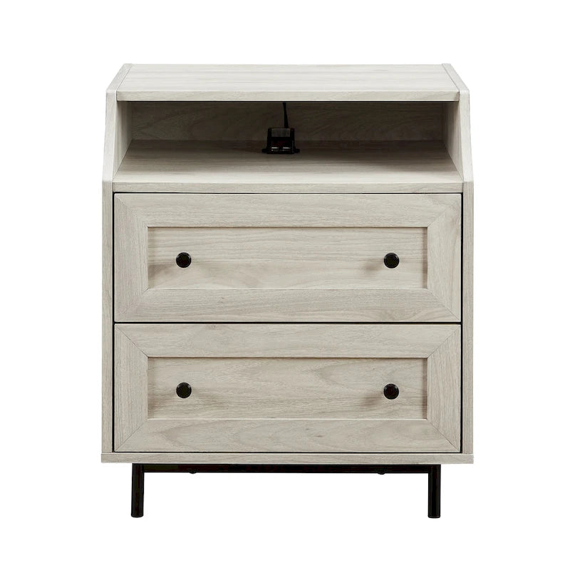 Comodino moderno a 2 cassetti con porte USB