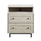 Comodino moderno a 2 cassetti con porte USB