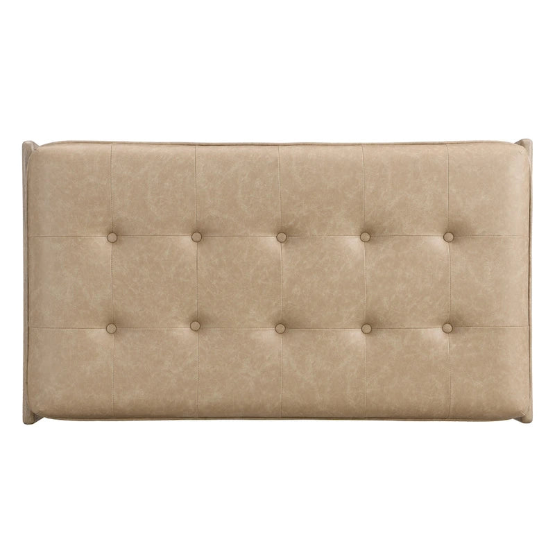 Tavolino poggiapiedi rettangolare imbottito tufted da 48,4" con struttura in legno di caucciù