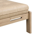 Tavolino poggiapiedi rettangolare imbottito tufted da 48,4" con struttura in legno di caucciù