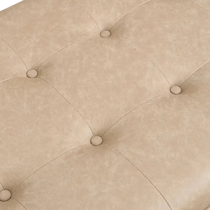 Tavolino poggiapiedi rettangolare imbottito tufted da 48,4" con struttura in legno di caucciù