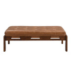 Tavolino poggiapiedi rettangolare imbottito tufted da 48,4" con struttura in legno di caucciù