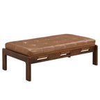 Tavolino poggiapiedi rettangolare imbottito tufted da 48,4" con struttura in legno di caucciù