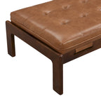 Tavolino poggiapiedi rettangolare imbottito tufted da 48,4" con struttura in legno di caucciù