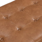 Tavolino poggiapiedi rettangolare imbottito tufted da 48,4" con struttura in legno di caucciù