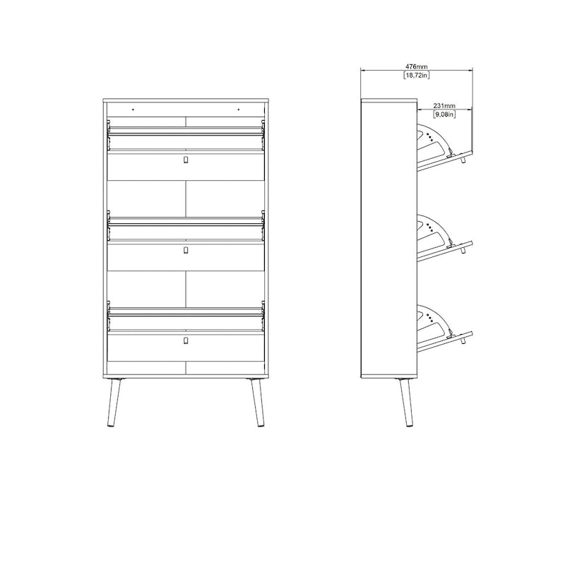 Scarpiera a 3 cassetti
