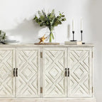 Credenza Laterale Tradizionale Effetto Invecchiato con Ripiani Regolabili