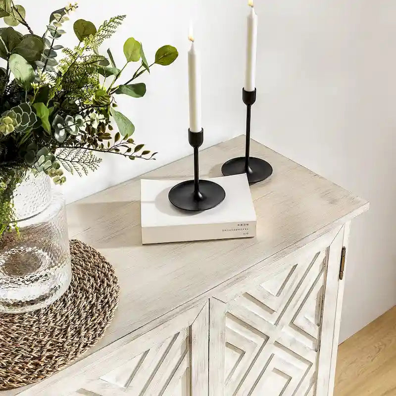 Credenza Laterale Tradizionale Effetto Invecchiato con Ripiani Regolabili