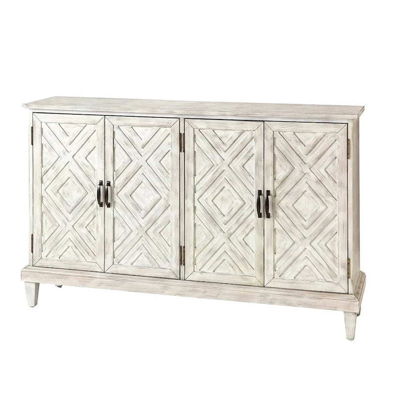 Credenza Laterale Tradizionale Effetto Invecchiato con Ripiani Regolabili