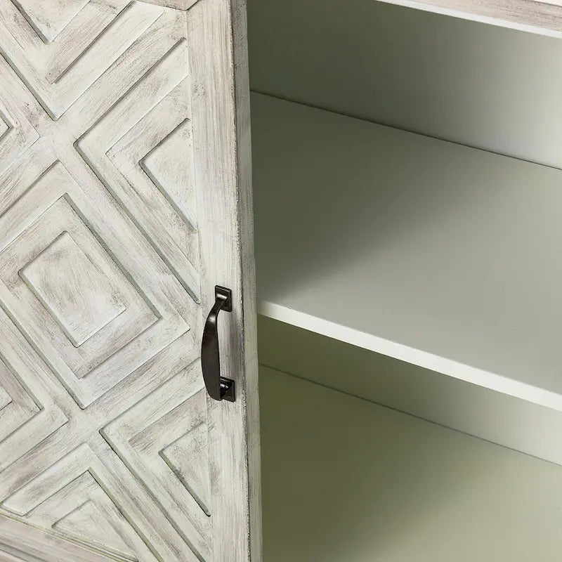 Credenza Laterale Tradizionale Effetto Invecchiato con Ripiani Regolabili