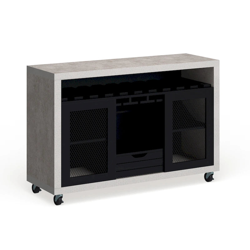 Cassettiera buffet contemporanea a 4 ripiani su ruote