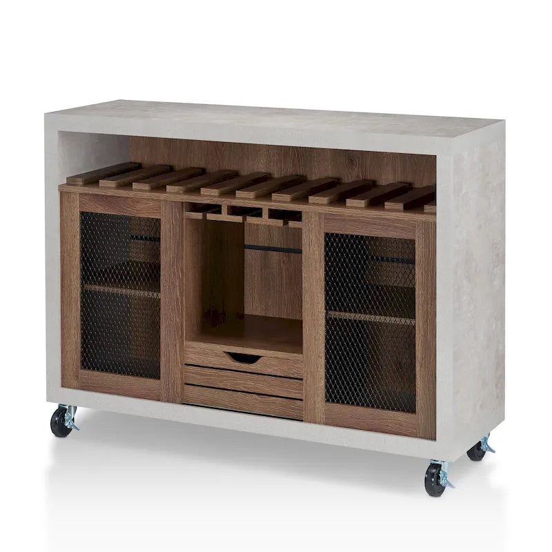 Cassettiera buffet contemporanea a 4 ripiani su ruote