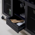 Cassettiera buffet contemporanea a 4 ripiani su ruote