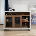 Cassettiera buffet contemporanea a 4 ripiani su ruote