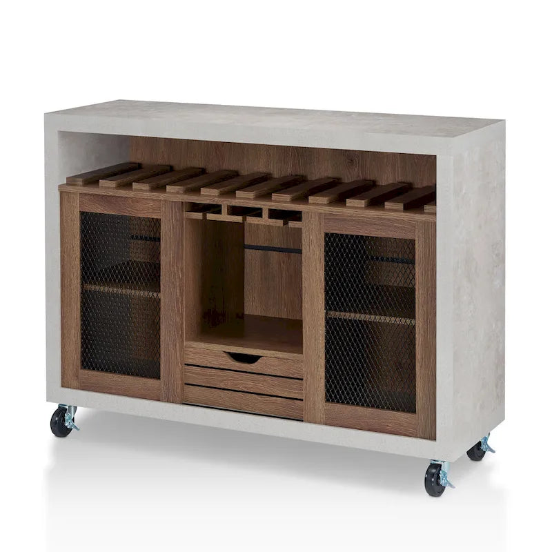 Cassettiera buffet contemporanea a 4 ripiani su ruote