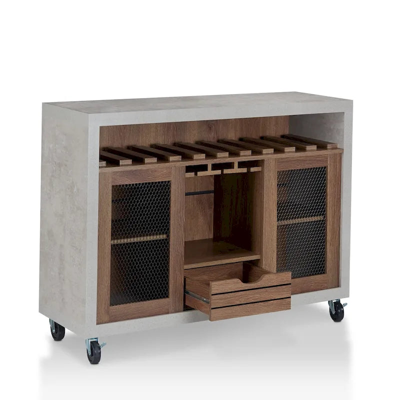 Cassettiera buffet contemporanea a 4 ripiani su ruote