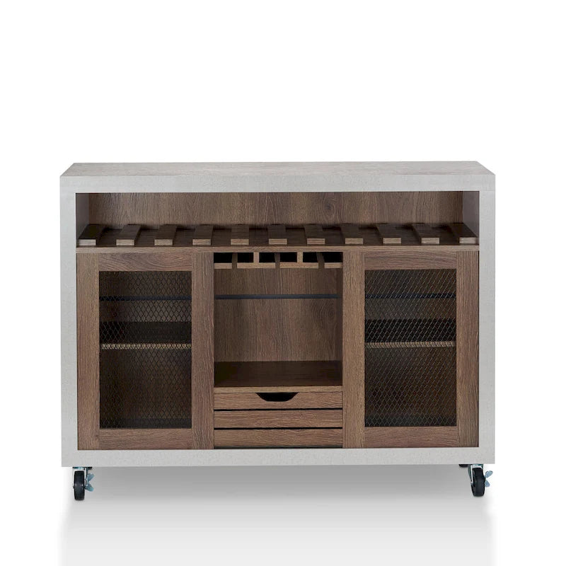 Cassettiera buffet contemporanea a 4 ripiani su ruote
