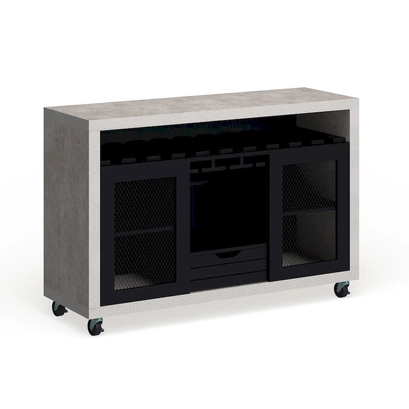 Cassettiera buffet contemporanea a 4 ripiani su ruote