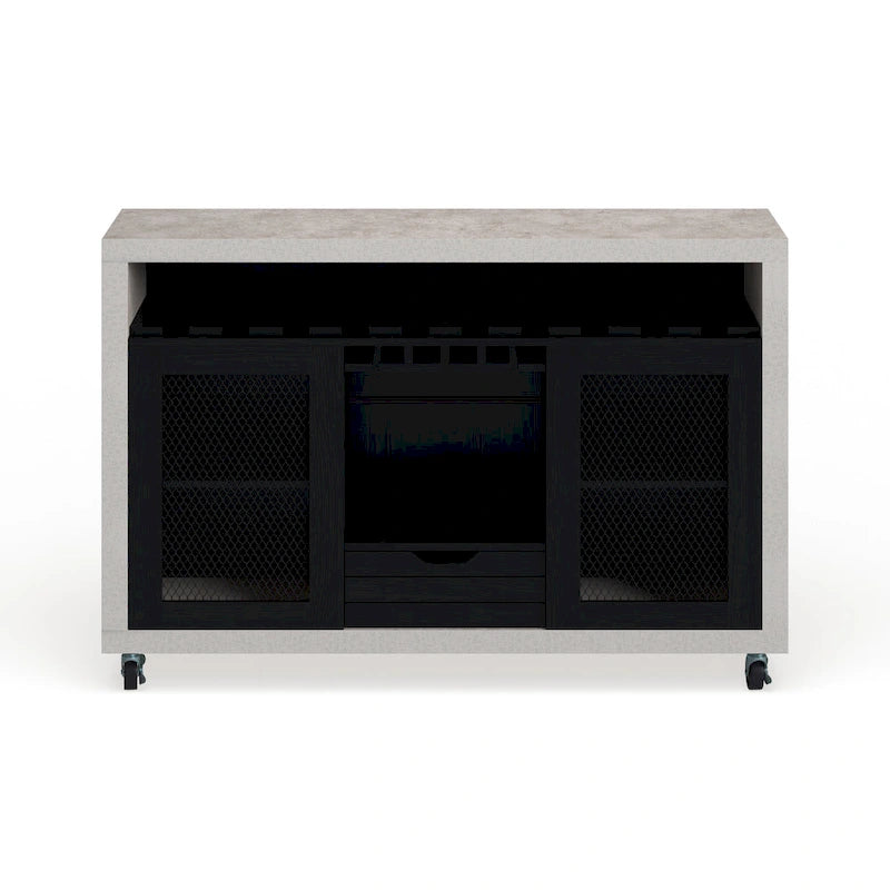 Cassettiera buffet contemporanea a 4 ripiani su ruote