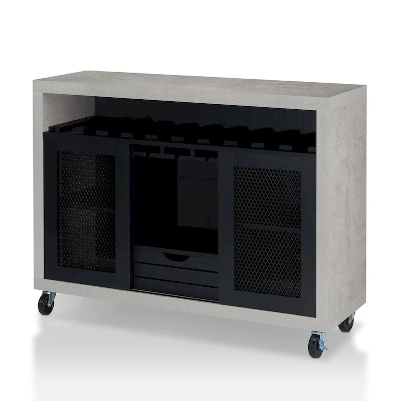 Cassettiera buffet contemporanea a 4 ripiani su ruote