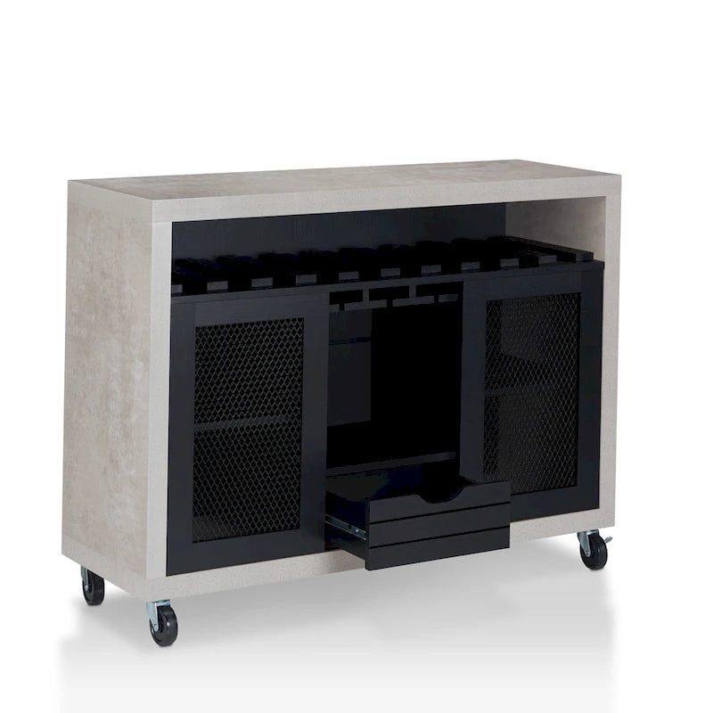 Cassettiera buffet contemporanea a 4 ripiani su ruote