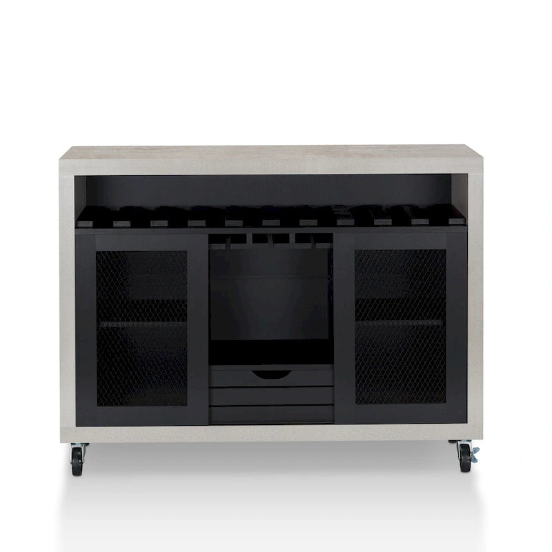Cassettiera buffet contemporanea a 4 ripiani su ruote