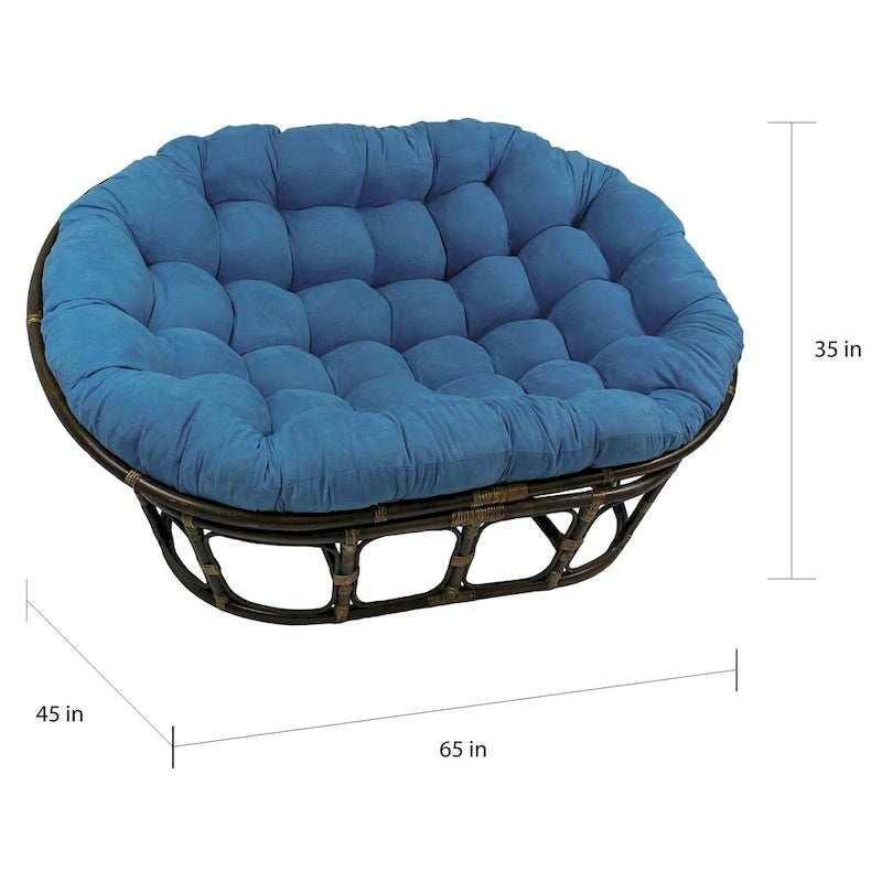 Poltrona Papasan Doppia con Cuscino in Microsuede