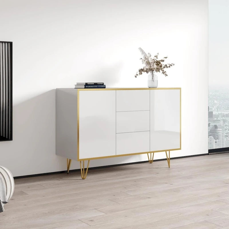 Credenza moderna da 5 pollici con frontali lucidi