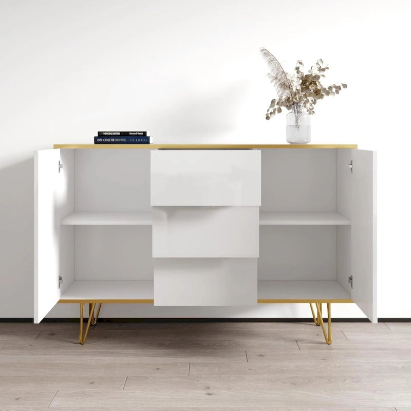 Credenza moderna da 5 pollici con frontali lucidi