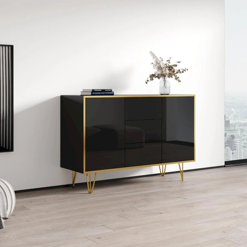 Credenza moderna da 5 pollici con frontali lucidi