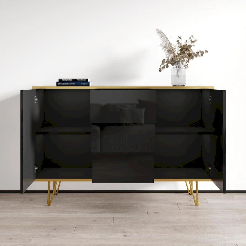 Credenza moderna da 5 pollici con frontali lucidi