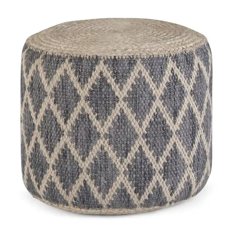 Pouf rotondo in iuta e cotone intrecciati
