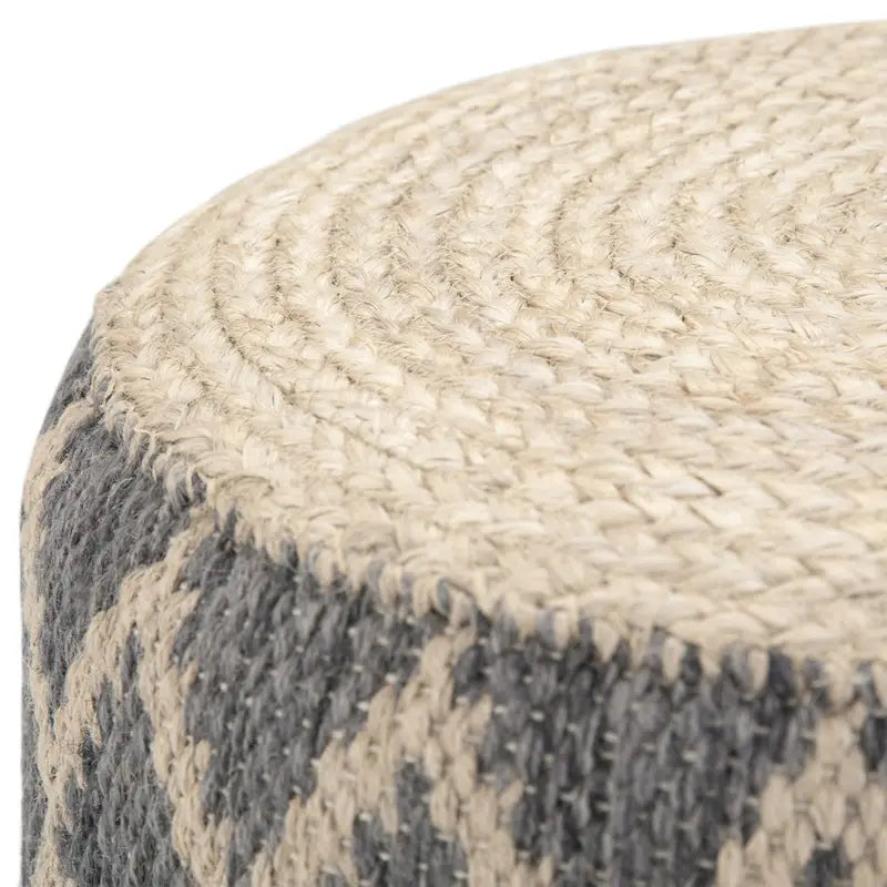 Pouf rotondo in iuta e cotone intrecciati