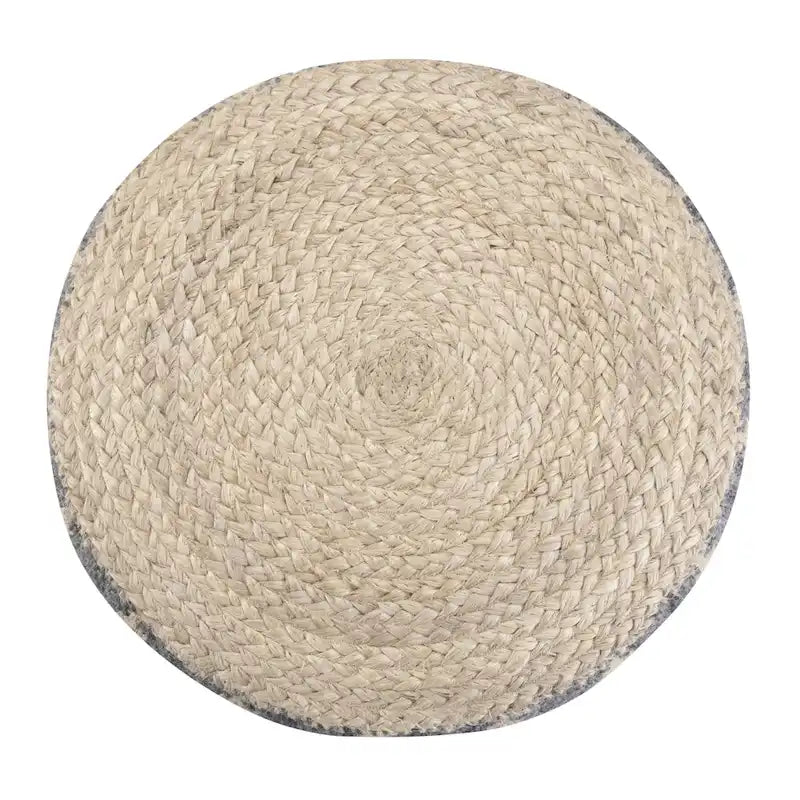 Pouf rotondo in iuta e cotone intrecciati