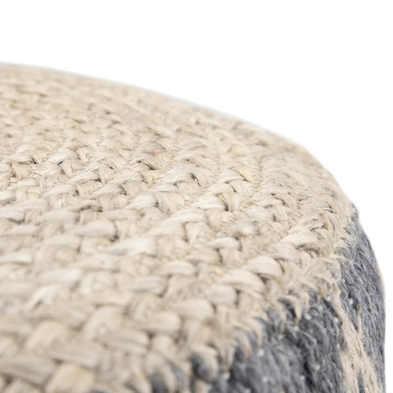 Pouf rotondo in iuta e cotone intrecciati