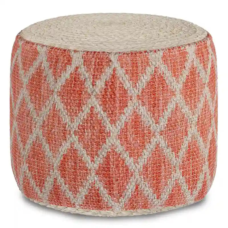 Pouf rotondo in iuta e cotone intrecciati