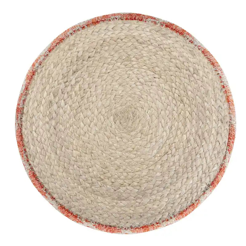 Pouf rotondo in iuta e cotone intrecciati