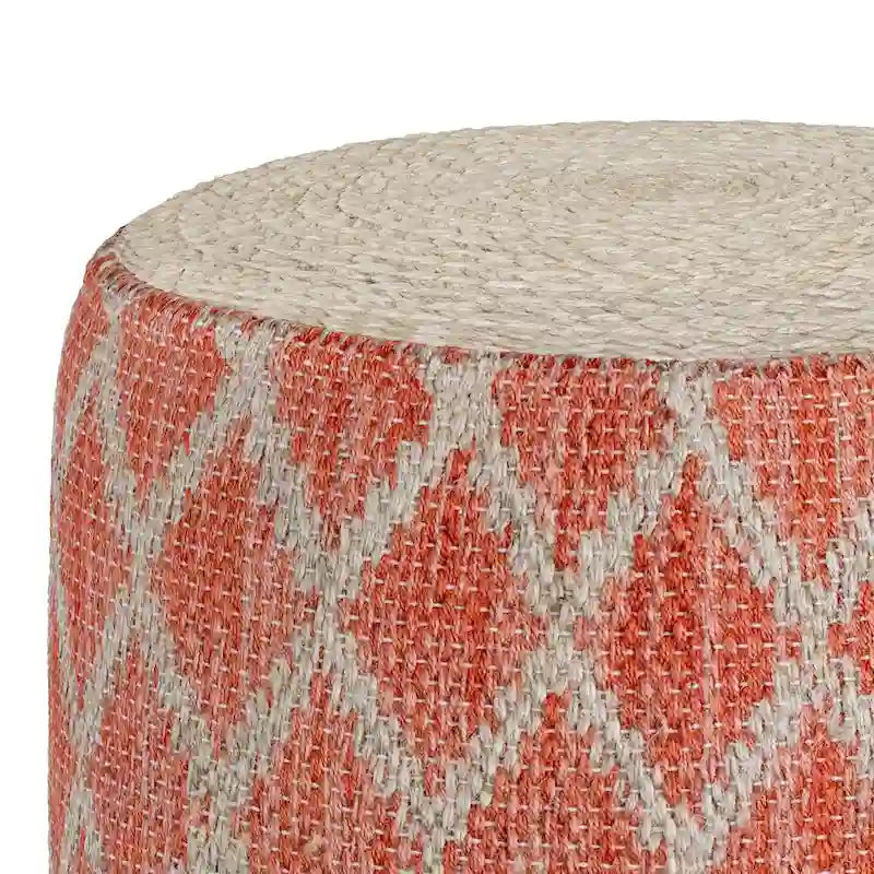 Pouf rotondo in iuta e cotone intrecciati