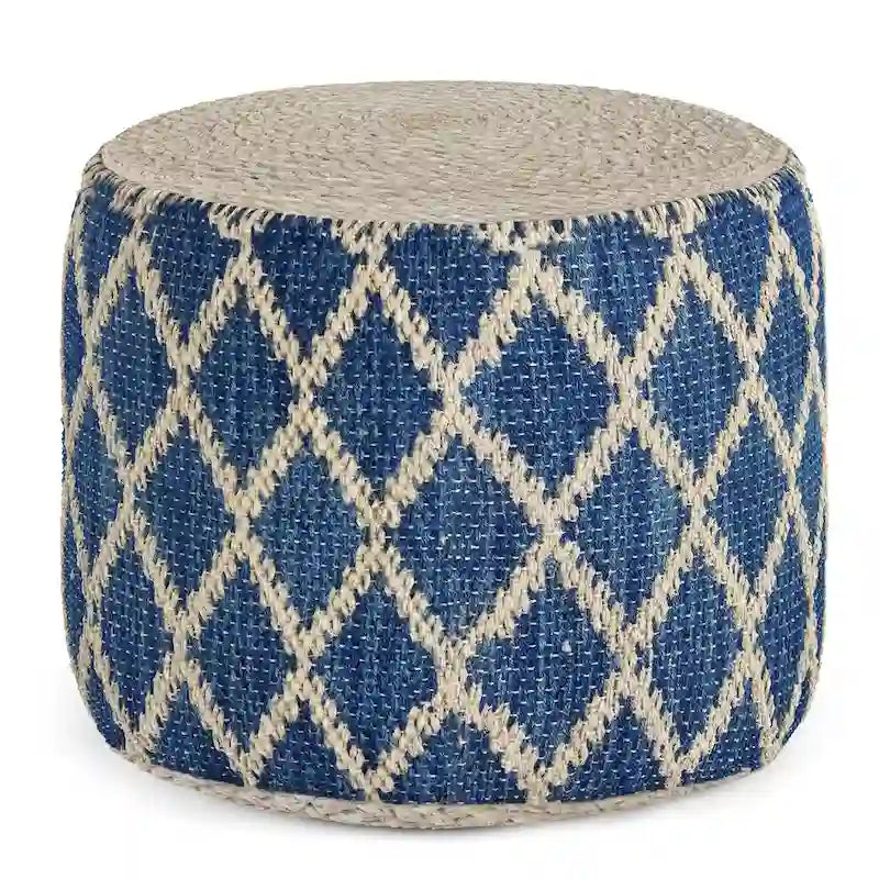 Pouf rotondo in iuta e cotone intrecciati