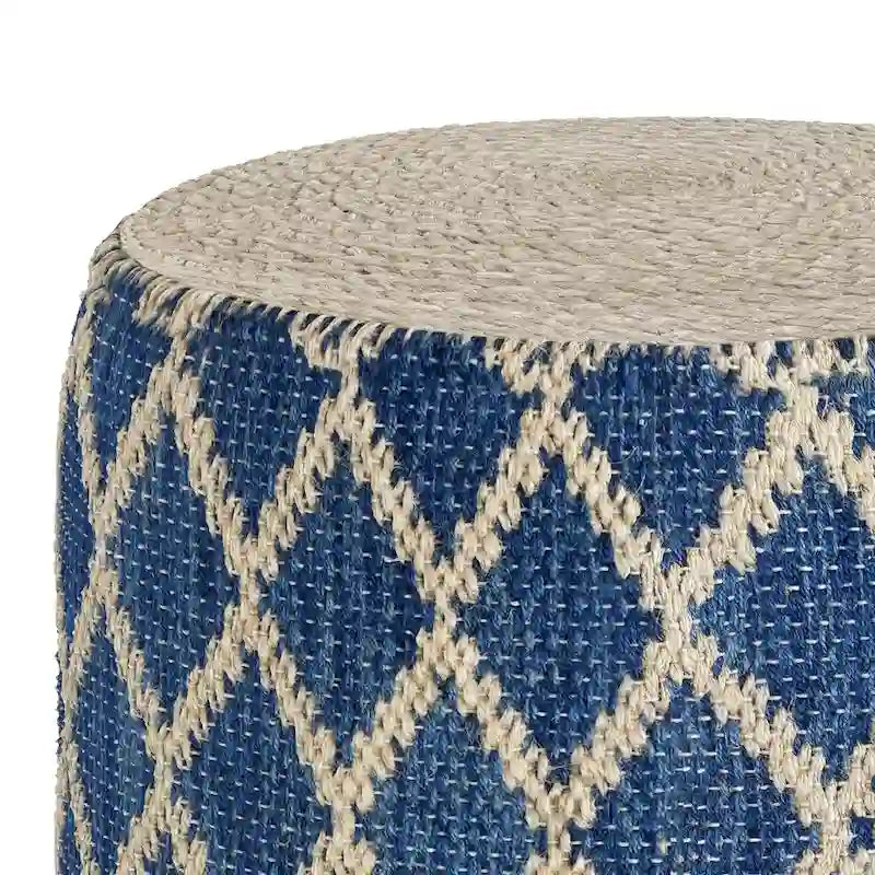 Pouf rotondo in iuta e cotone intrecciati