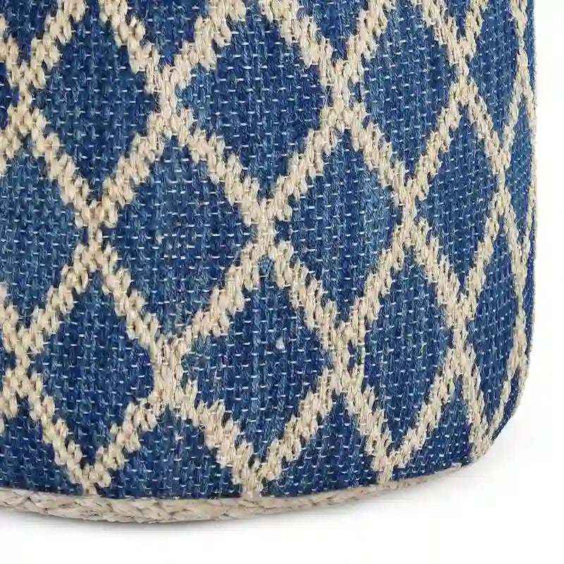 Pouf rotondo in iuta e cotone intrecciati