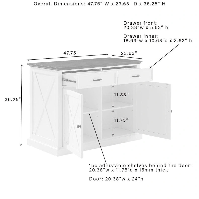 Isola da cucina Clifton - 60 cm P x 121,3 cm L x 92 cm A
