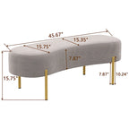 Panca pouf in velluto con gambe in metallo - 116 x 39 cm