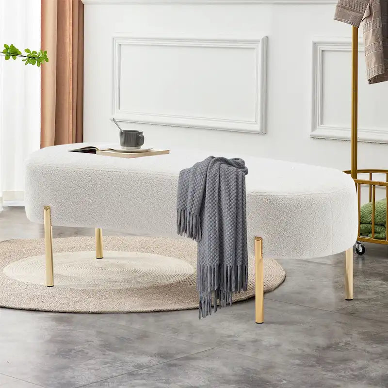 Panca pouf in velluto con gambe in metallo - 116 x 39 cm