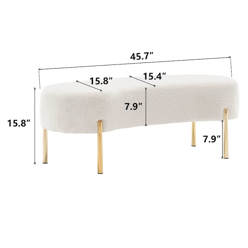 Panca pouf in velluto con gambe in metallo - 116 x 39 cm