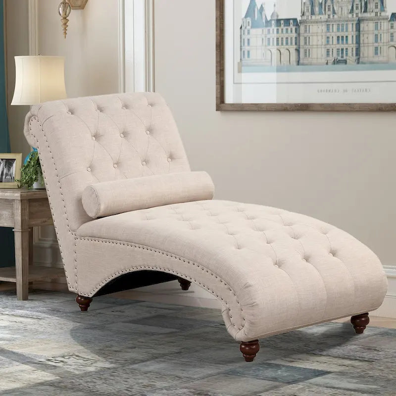 Chaise longue senza braccioli con cuscino a rullo