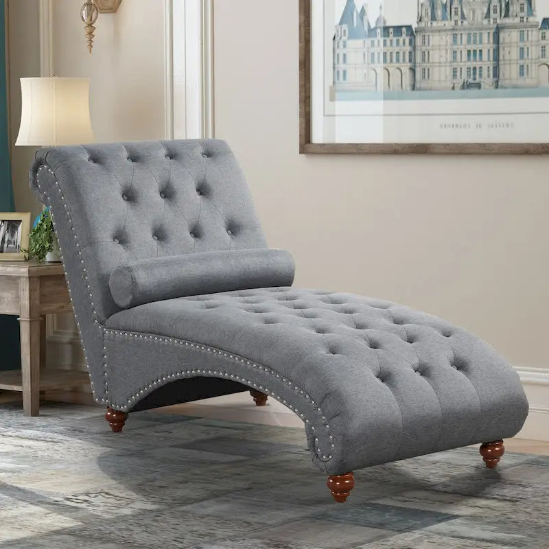 Chaise longue senza braccioli con cuscino a rullo